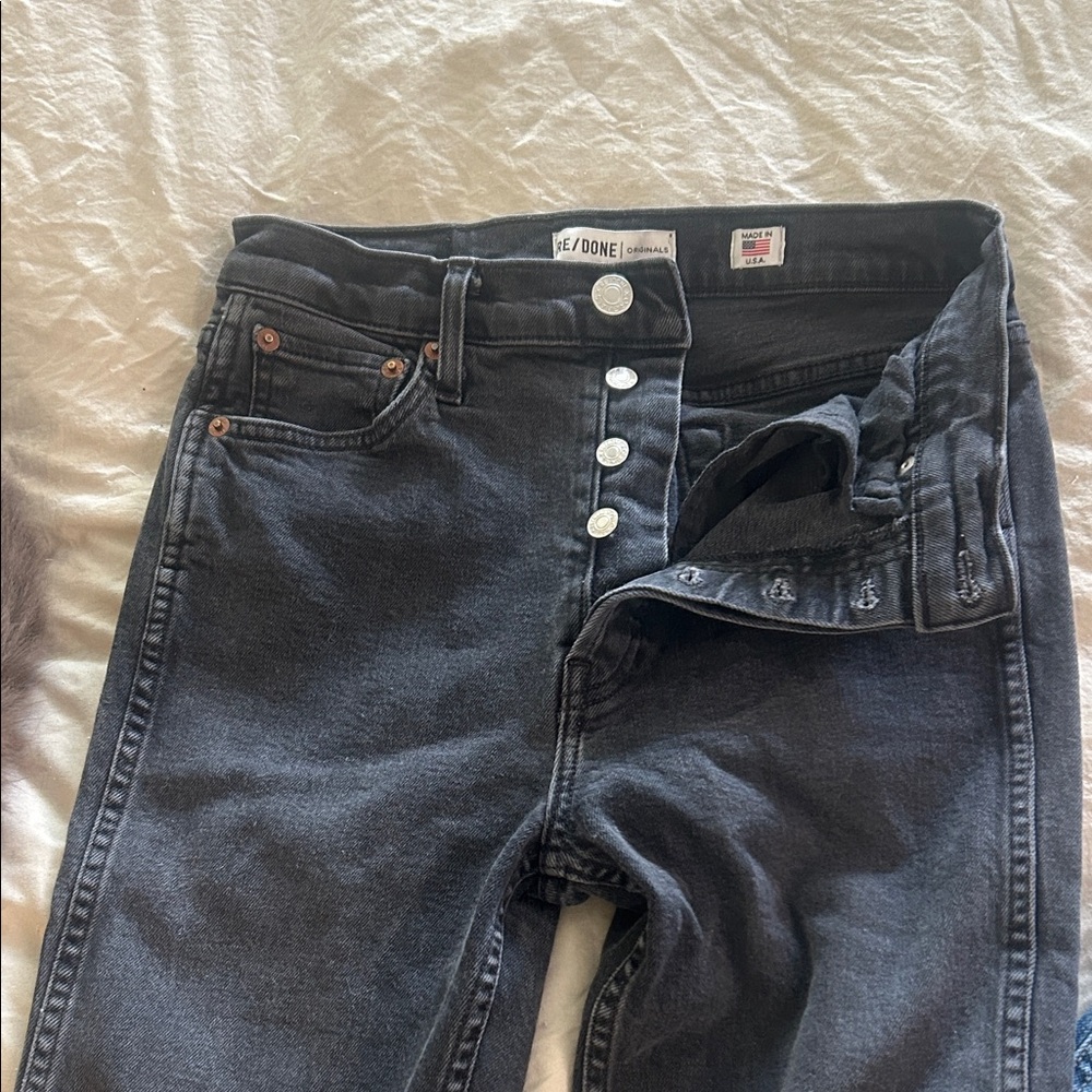 Re/Done Women's Washed out black/Dark Gray High Rise Jeans. Favorite fit!